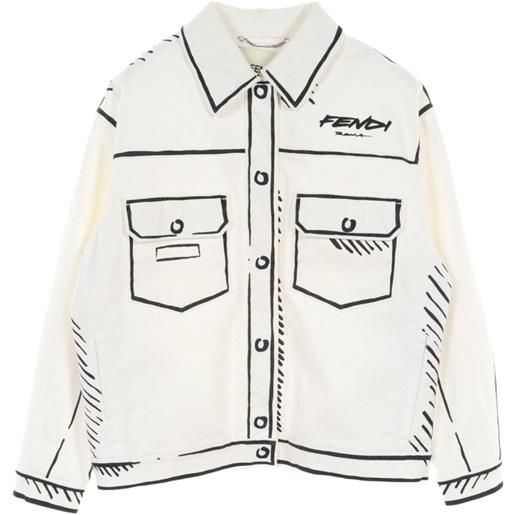 Fendi Pre-Owned - x joshua vides giacca denim anni 2000 - uomo - cotone/elastam - 40 - bianco