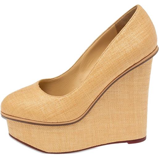 Charlotte Olympia - pumps carmen 130mm - donna - pelle/rafia/pelle - 37 - toni neutri