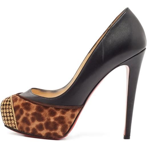 Christian Louboutin Pre-Owned - pumps maggie 130mm - donna - pelle di vitello/cavallino/pelle di vitello/pelle di vitello/gomma - 37 - nero