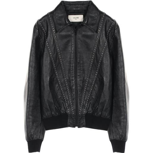 Celine Pre-Owned - giacca in pelle con strass anni 2010 - uomo - pelle di agnello - 48 - nero