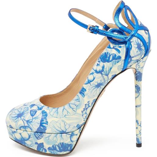 Charlotte Olympia - pumps a fiori 150mm pre-owned - donna - pelle/pelle lucida/pelle - 39 - blu