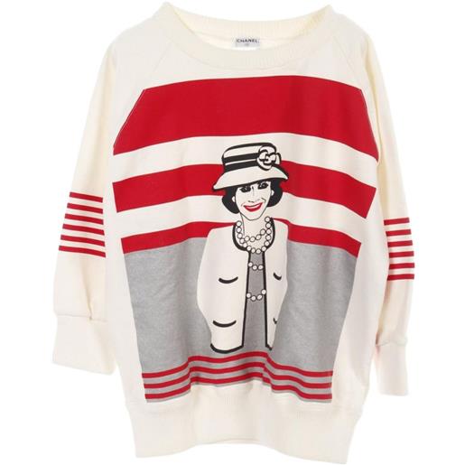 CHANEL Pre-Owned - felpa mademoiselle 1986-1988 - donna - acrilico/cotone - 48 - bianco