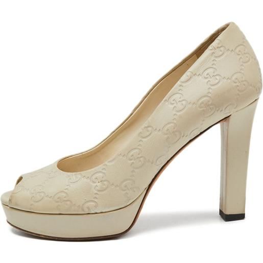 Gucci Pre-Owned - pumps in pelle con tacco - donna - pelle/pelle/pelle - 37.5 - toni neutri