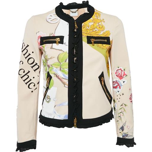 Moschino Pre-Owned - giacca con stampa grafica - donna - cotone/seta - s - bianco