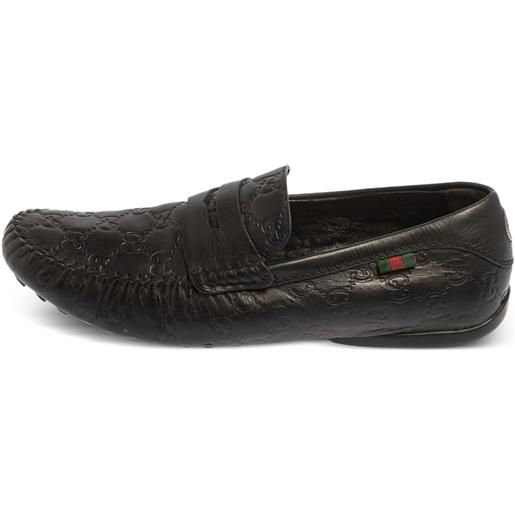 Gucci Pre-Owned - mocassini guccissima - uomo - pelle/gomma/pelle - 41.5 - nero