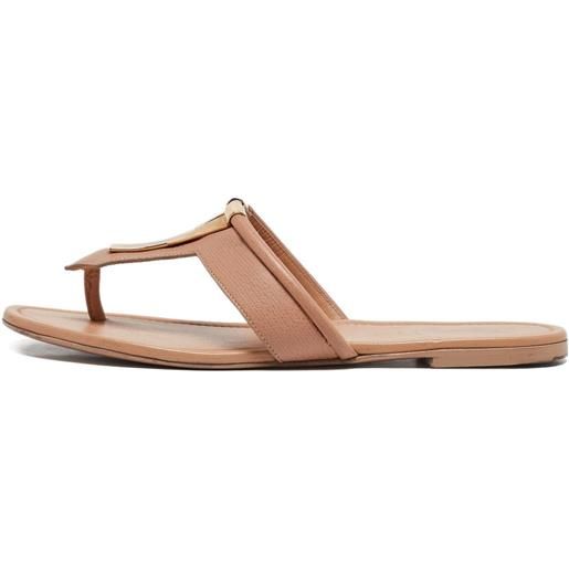 Saint Laurent Pre-Owned - infradito in pelle con motivo y - donna - pelle di vitello/pelle di vitello/pelle di vitello - 38 - toni neutri