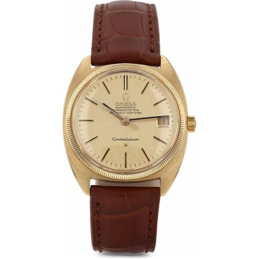 OMEGA - constellation 34mm pre-owned anni '60 - uomo - pelle/vetro acrilico/oro giallo 18kt - taglia unica