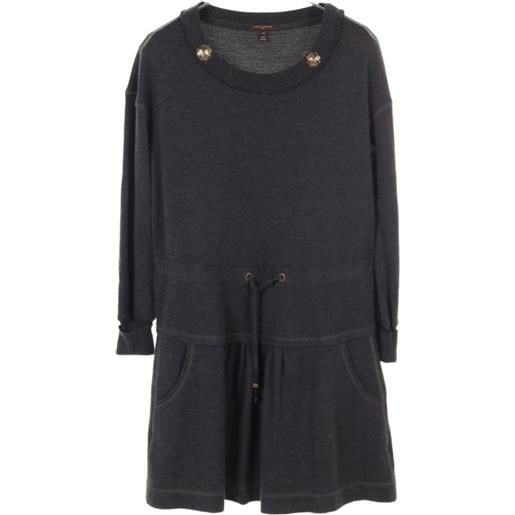 Louis Vuitton Pre-Owned - abito in cashmere e seta con monogramma anni 2010 - donna - cashmere/seta - m - grigio