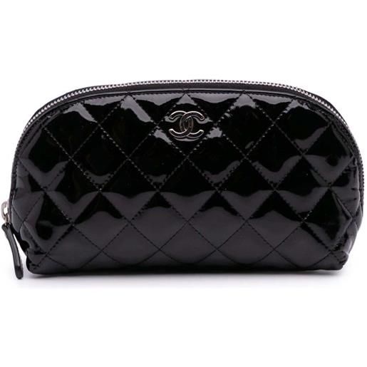 CHANEL Pre-Owned - trousse make up cc con finitura verniciata e trapuntata 2010-2011 - donna - pelle lucida - taglia unica - nero