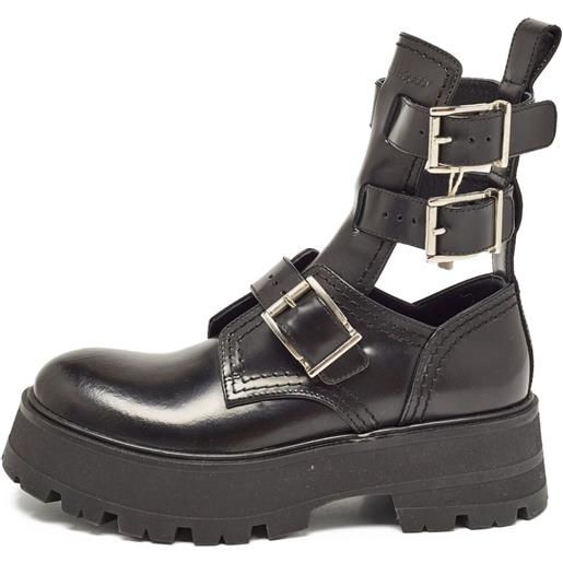Alexander McQueen Pre-Owned - stivali rave - donna - pelle/pelle/gomma - 37.5 - nero