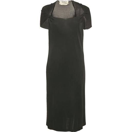 Saint Laurent Pre-Owned - abito lungo a maniche corte - donna - poliestere/viscosa - l - nero