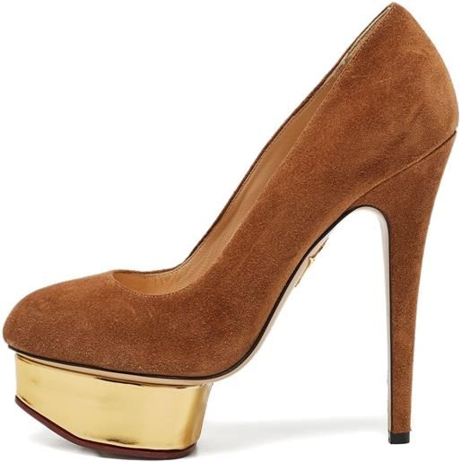 Charlotte Olympia - pumps in pelle scamosciata con plateau 145mm pre-owned - donna - pelle/pelle scamosciata/pelle - 37.5 - marrone