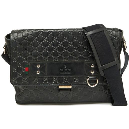 Gucci Pre-Owned - borsa messenger guccissima - uomo - pelle - taglia unica - nero