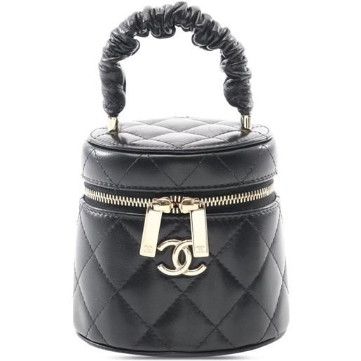 CHANEL Pre-Owned - trousse make up mini in pelle di agnello con manico arricciato 2021 - donna - pelle di agnello - taglia unica - nero