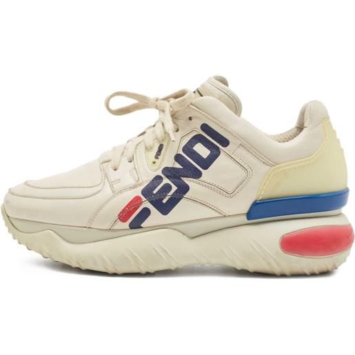 Fendi Pre-Owned - x fila sneakers mania con suola rialzata - uomo - gomma/pelle di vitello/tessuto - 42 - toni neutri