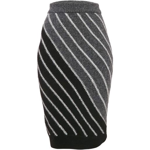 Stella McCartney Pre-Owned - gonna a righe - donna - lana - 36 - grigio