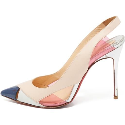 Christian Louboutin Pre-Owned - pumps air chance con cinturino posteriore 105mm - donna - pelle/pelle lucida/pelle/pelle/pvc - 37.5 - toni neutri