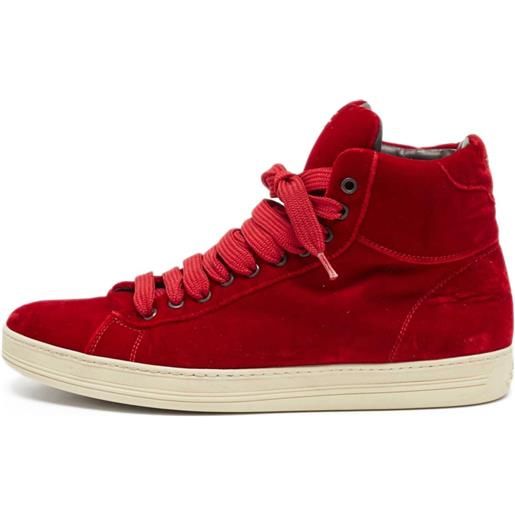 Tom Ford Vintage - sneakers alte in velluto - uomo - pelle/velluto/gomma - 44 - rosso