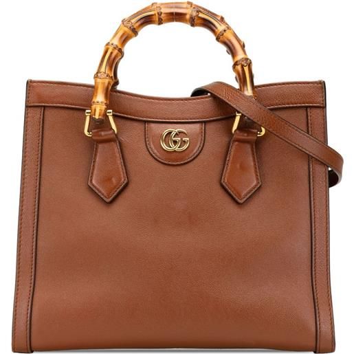 Gucci Pre-Owned - borsa a tracolla diana piccola con dettagli in bambù 2016-2024 - donna - pelle di vitello - taglia unica - marrone