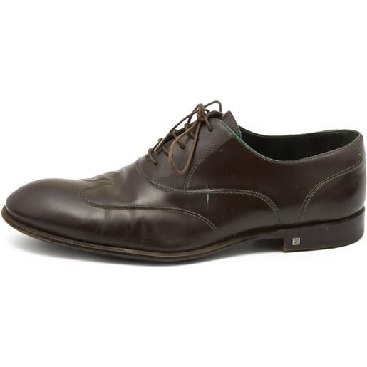 Louis Vuitton Pre-Owned - derby stringate - uomo - gomma/pelle di vitello/pelle di vitello/pelle di vitello - 42.5 - marrone