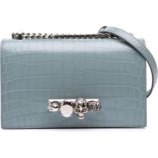Alexander McQueen Pre-Owned - borsa a tracolla skull knuckle duster in pelle di vitello goffrata effetto coccodrillo 2010-2025 - donna - pelle di v. . . 