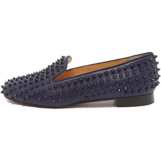 Christian Louboutin Pre-Owned - mocassini dandelion spikes - uomo - pelle/pelle/pelle - 41 - blu