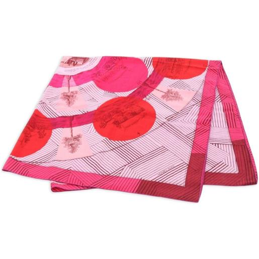 Hermès Pre-Owned - foulard jeu des omnibus et dames blanches in seta anni 2000 - donna - seta/cashmere - taglia unica - rosa