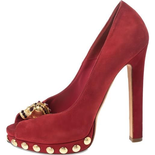 Alexander McQueen Pre-Owned - pumps con borchie 135mm - donna - pelle/pelle scamosciata/pelle - 36 - rosso