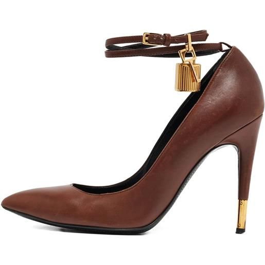 Tom Ford Vintage - pumps con dettaglio lucchetto 110mm - donna - pelle/pelle/pelle - 37.5 - marrone