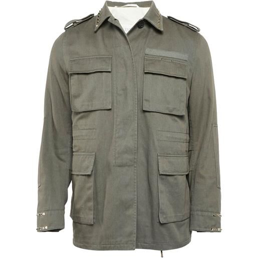Valentino Garavani Pre-Owned - giacca con borchie - uomo - cotone - xxl - verde