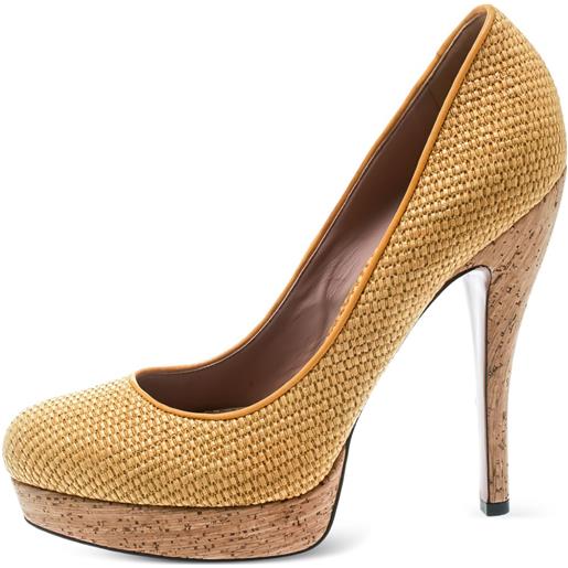 Gucci Pre-Owned - pumps bumblebee 135mm - donna - pelle/iuta/pelle/pelle - 37 - giallo