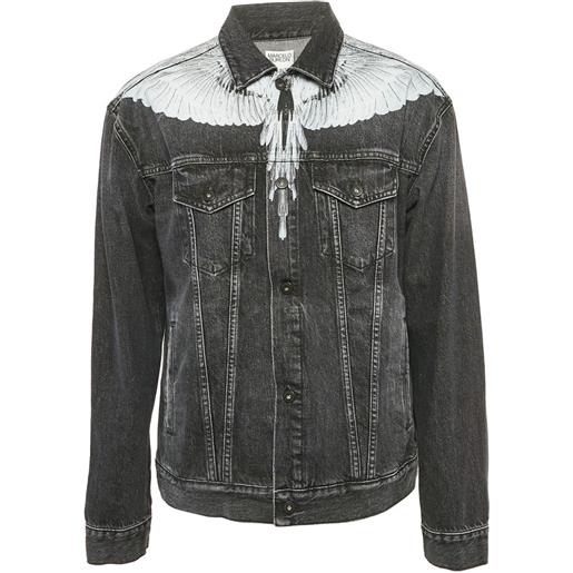Marcelo Burlon County of Milan - giacca denim con stampa grafica - uomo - cotone - l - nero