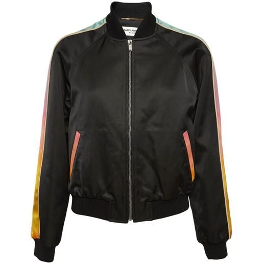 David Morris Pre-Owned - bomber con righe laterali - donna - cotone/viscosa - m - nero