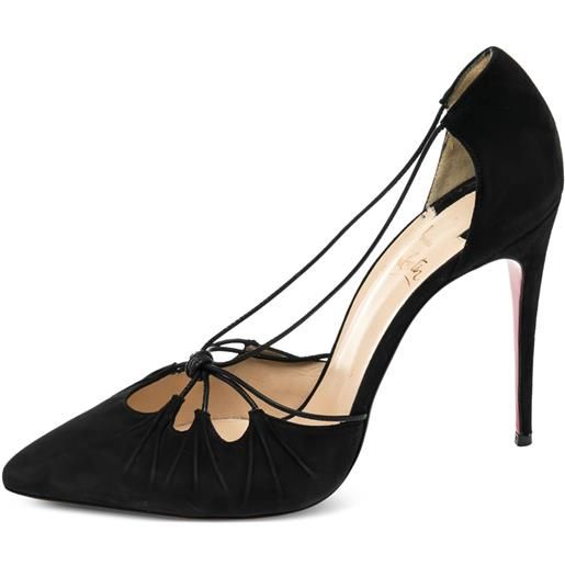 Christian Louboutin Pre-Owned - pumps riri 105mm - donna - pelle scamosciata di vitello/pelle di vitello/pelle di vitello - 39.5 - nero