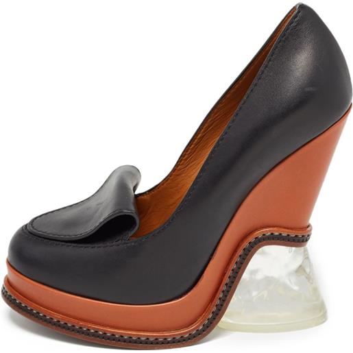 Fendi Pre-Owned - pumps in pelle con tacco 130mm - donna - gomma/pelle/pelle/pelle - 36 - nero