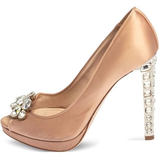 Miu Miu Pre-Owned - pumps con punta aperta e cristalli 105mm - donna - raso/pelle di vitello/pelle di vitello - 37 - rosa