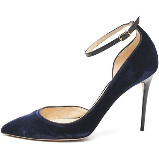Jimmy Choo Pre-Owned - pumps lucy 110mm - donna - pelle/pelle/velluto - 41 - blu