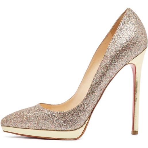 Christian Louboutin Pre-Owned - pumps con glitter 130mm - donna - pelle di vitello/glitter/pelle di vitello - 37.5 - oro