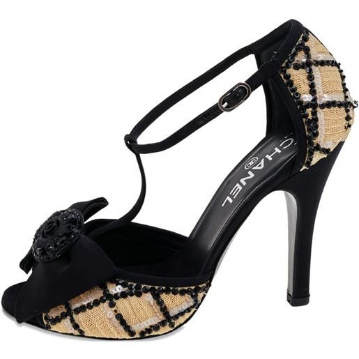 CHANEL Pre-Owned - pumps in tweed 110mm - donna - pelle/pelle/rete (mesh) - 38 - toni neutri