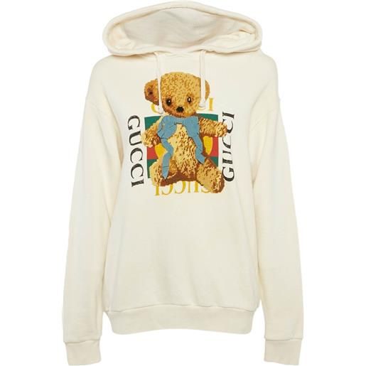 Gucci Pre-Owned - felpa con ricamo teddy bear e cappuccio - donna - cotone - s - toni neutri