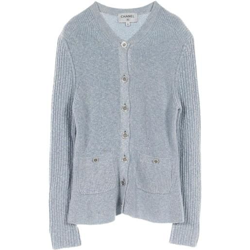 CHANEL Pre-Owned - cardigan in lino e seta 1986-1988 - donna - lino/seta/cupro/poliammide - 36 - blu