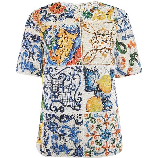 Dolce & Gabbana Pre-Owned - top con design patchwork - donna - cotone/cotone/elastam - m - bianco