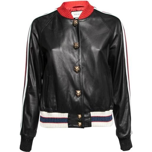 Gucci Pre-Owned - bomber in pelle - donna - fibra metallica/pelle di agnello/viscosa/poliammide/elastam/poliestere/poliammide - m - nero