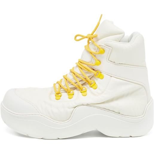 Bottega Veneta Pre-Owned - stivali puddle bomber - uomo - tessuto/gomma/nylon/pelle - 42 - bianco