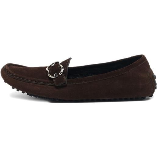 Gucci Pre-Owned - mocassini in pelle scamosciata - donna - gomma/pelle scamosciata di vitello/pelle di vitello/pelle di vitello - 39.5 - marrone