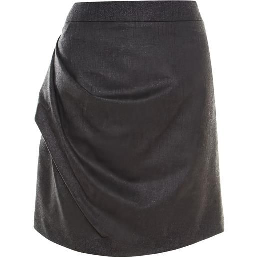 Emporio Armani Pre-Owned - gonna midi drappeggiata - donna - viscosa/poliestere/lana/poliammide - m - grigio