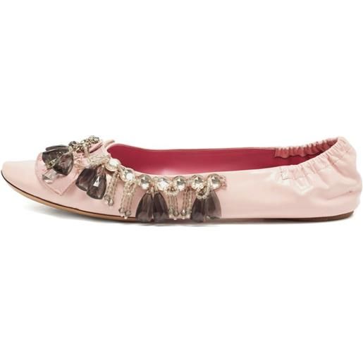 Louis Vuitton Pre-Owned - ballerine con decorazione di cristalli - donna - pelle di vitello/pelle di vitello/pelle di vitello - 39.5 - rosa