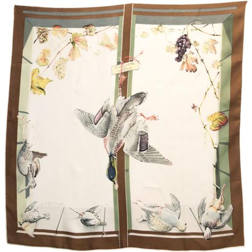 Hermès Pre-Owned - foulard a la fenêtre du chasseur 1959 - unisex - seta - taglia unica - marrone