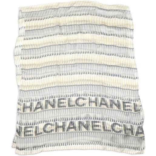 CHANEL Pre-Owned - sciarpa a righe 1990-2000 - donna - seta - taglia unica - bianco