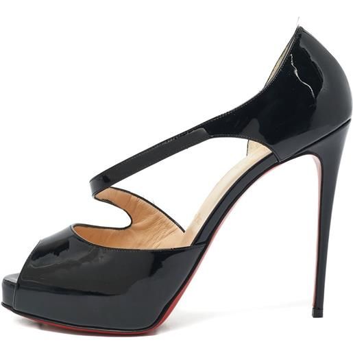 Christian Louboutin Pre-Owned - pumps catchy 115mm 2024 - donna - pelle di vitello/pelle verniciata/pelle di vitello - 38.5 - nero